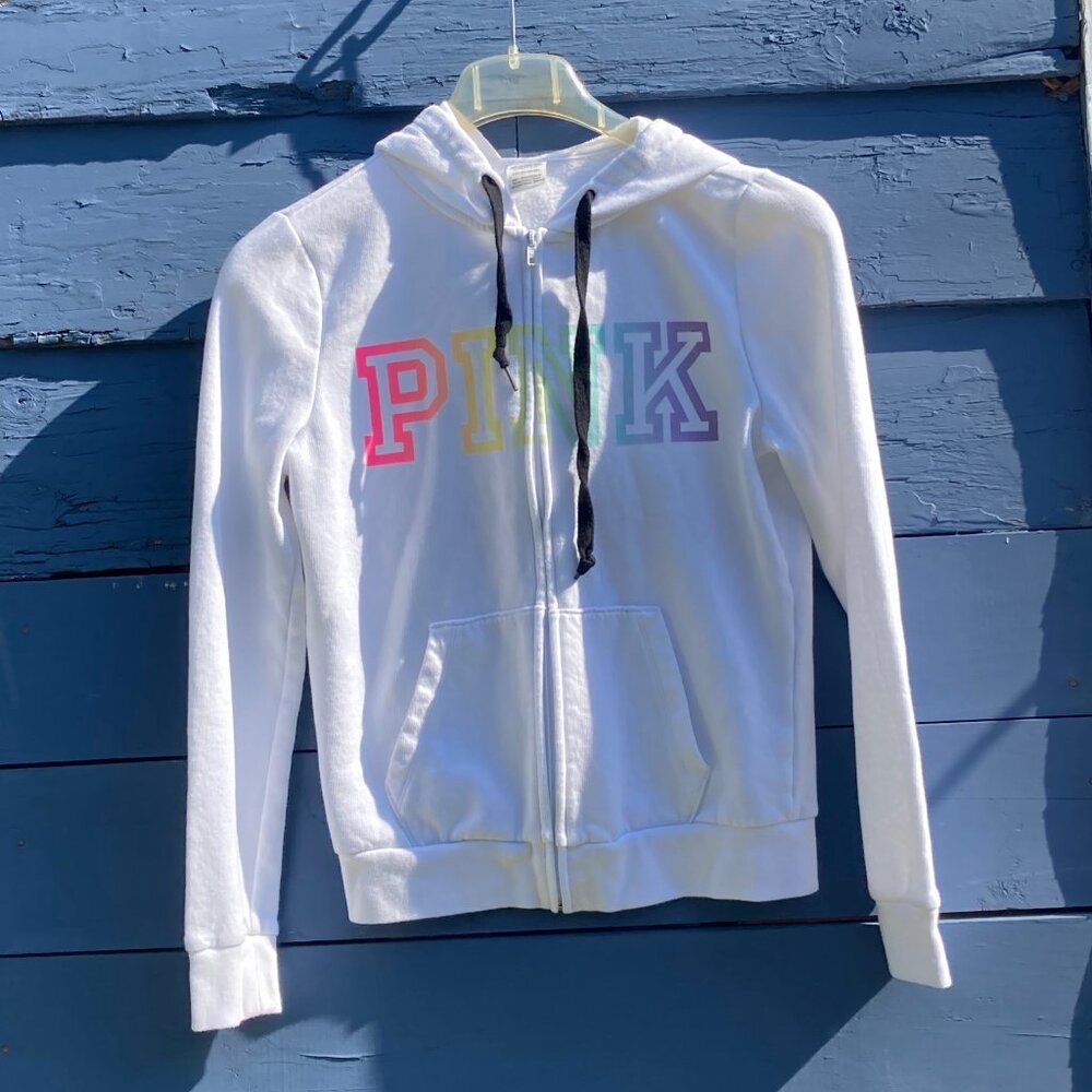 PINK Graphic Full Zip Hoodie Size S Summer and Fall